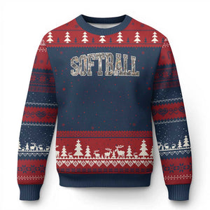 Camo Softball Ugly Christmas Sweater Vintage Camouflage Softball Varsity Game Day TS10 Navy Red Print Your Wear