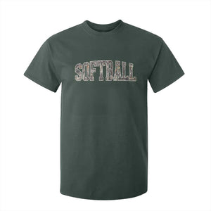 Camo Softball T Shirt For Kid Vintage Camouflage Softball Varsity Game Day TS10 Dark Forest Green Print Your Wear