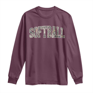 Camo Softball Long Sleeve Shirt Vintage Camouflage Softball Varsity Game Day TS10 Maroon Print Your Wear