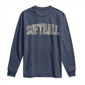 Camo Softball Long Sleeve Shirt Vintage Camouflage Softball Varsity Game Day TS10 Navy Print Your Wear