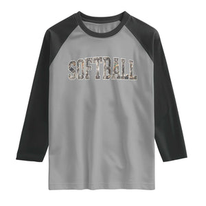 Camo Softball Raglan Shirt Vintage Camouflage Softball Varsity Game Day TS10 Sport Gray Black Print Your Wear
