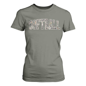 Camo Softball T Shirt For Women Vintage Camouflage Softball Varsity Game Day TS10 Military Green Print Your Wear