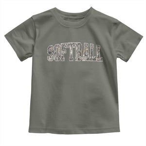 Camo Softball Toddler T Shirt Vintage Camouflage Softball Varsity Game Day TS10 Military Green Print Your Wear