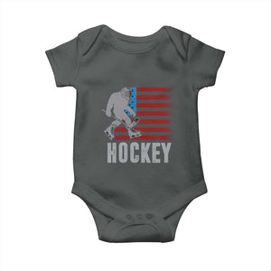 Hockey Bigfoot USA Flag Baby Onesie Vintage Patriotic Ice Hockey Player TS10 Dark Heather Print Your Wear