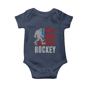 Hockey Bigfoot USA Flag Baby Onesie Vintage Patriotic Ice Hockey Player TS10 Navy Print Your Wear