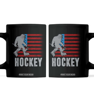 Hockey Bigfoot USA Flag Coffee Mug Vintage Patriotic Ice Hockey Player TS10 Black Print Your Wear