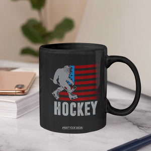 Hockey Bigfoot USA Flag Coffee Mug Vintage Patriotic Ice Hockey Player TS10 Print Your Wear