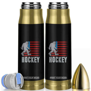 Hockey Bigfoot USA Flag Bullet Tumbler Vintage Patriotic Ice Hockey Player TS10 Black Print Your Wear