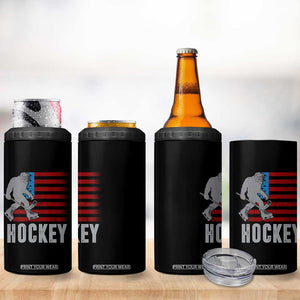Hockey Bigfoot USA Flag 4 in 1 Can Cooler Tumbler Vintage Patriotic Ice Hockey Player TS10 Print Your Wear