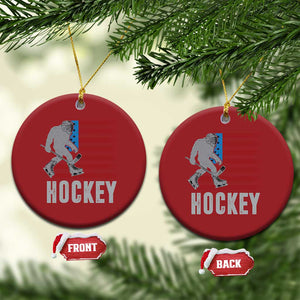 Hockey Bigfoot USA Flag Christmas Ornament Vintage Patriotic Ice Hockey Player TS10 Circle Red Print Your Wear