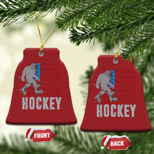 Hockey Bigfoot USA Flag Christmas Ornament Vintage Patriotic Ice Hockey Player TS10 Bell Flake Red Print Your Wear