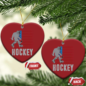 Hockey Bigfoot USA Flag Christmas Ornament Vintage Patriotic Ice Hockey Player TS10 Heart Red Print Your Wear