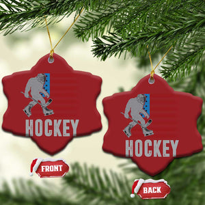 Hockey Bigfoot USA Flag Christmas Ornament Vintage Patriotic Ice Hockey Player TS10 Snow Flake Red Print Your Wear