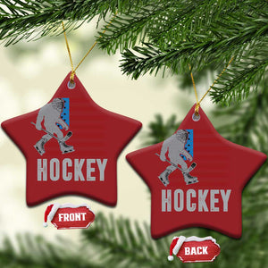 Hockey Bigfoot USA Flag Christmas Ornament Vintage Patriotic Ice Hockey Player TS10 Star Red Print Your Wear
