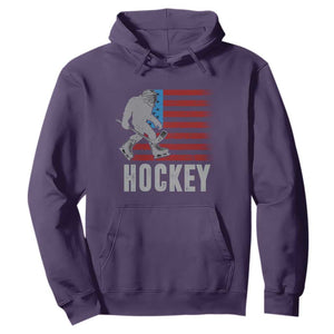 Hockey Bigfoot USA Flag Hoodie Vintage Patriotic Ice Hockey Player TS10 Purple Print Your Wear