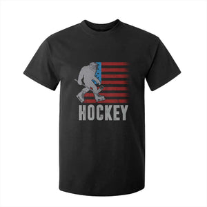 Hockey Bigfoot USA Flag T Shirt For Kid Vintage Patriotic Ice Hockey Player TS10 Black Print Your Wear