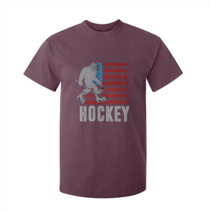Hockey Bigfoot USA Flag T Shirt For Kid Vintage Patriotic Ice Hockey Player TS10 Maroon Print Your Wear