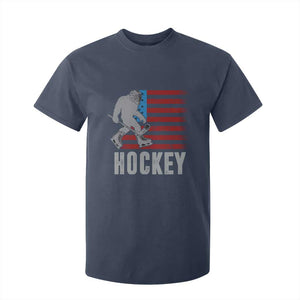Hockey Bigfoot USA Flag T Shirt For Kid Vintage Patriotic Ice Hockey Player TS10 Navy Print Your Wear