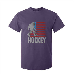 Hockey Bigfoot USA Flag T Shirt For Kid Vintage Patriotic Ice Hockey Player TS10 Purple Print Your Wear