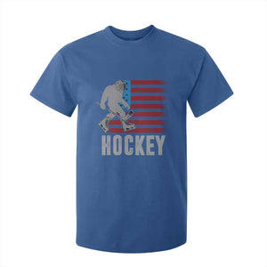 Hockey Bigfoot USA Flag T Shirt For Kid Vintage Patriotic Ice Hockey Player TS10 Royal Blue Print Your Wear