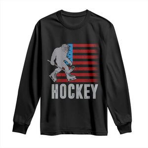 Hockey Bigfoot USA Flag Long Sleeve Shirt Vintage Patriotic Ice Hockey Player TS10 Black Print Your Wear