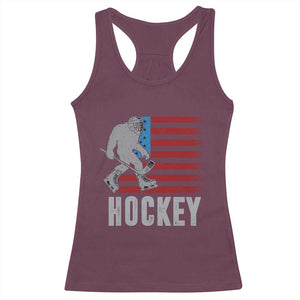 Hockey Bigfoot USA Flag Racerback Tank Top Vintage Patriotic Ice Hockey Player TS10 Maroon Print Your Wear