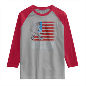 Hockey Bigfoot USA Flag Raglan Shirt Vintage Patriotic Ice Hockey Player TS10 Sport Gray Red Print Your Wear