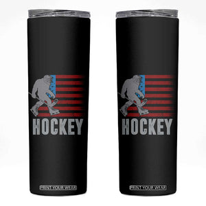 Hockey Bigfoot USA Flag Skinny Tumbler Vintage Patriotic Ice Hockey Player TS10 Black Print Your Wear