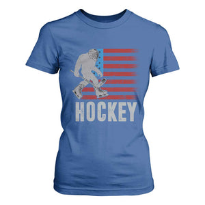 Hockey Bigfoot USA Flag T Shirt For Women Vintage Patriotic Ice Hockey Player TS10 Royal Blue Print Your Wear