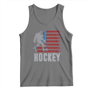 Hockey Bigfoot USA Flag Tank Top Vintage Patriotic Ice Hockey Player TS10 Black Heather Print Your Wear