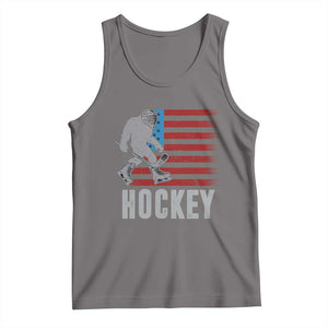 Hockey Bigfoot USA Flag Tank Top Vintage Patriotic Ice Hockey Player TS10 Deep Heather Print Your Wear