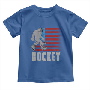 Hockey Bigfoot USA Flag Toddler T Shirt Vintage Patriotic Ice Hockey Player TS10 Royal Blue Print Your Wear