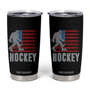 Hockey Bigfoot USA Flag Tumbler Cup Vintage Patriotic Ice Hockey Player TS10 Black Print Your Wear
