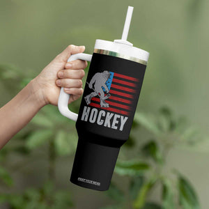 Hockey Bigfoot USA Flag Tumbler With Handle Vintage Patriotic Ice Hockey Player TS10 Print Your Wear