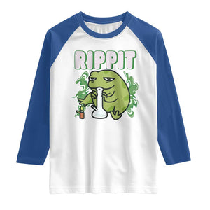 Rippit Frog Meme Raglan Shirt Funny Stoner Bong Rip TS10 White Royal Print Your Wear