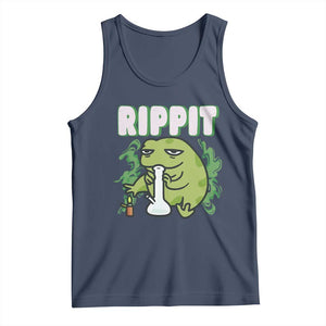 Rippit Frog Meme Tank Top Funny Stoner Bong Rip TS10 Navy Print Your Wear