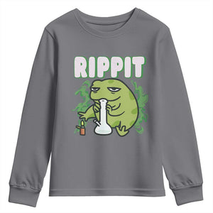 Rippit Frog Meme Youth Sweatshirt Funny Stoner Bong Rip TS10 Charcoal Print Your Wear