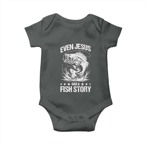 Funny Fishing Baby Onesie Even Jesus Had A Fish Story Funny Christian Fisherman TS10 Dark Heather Print Your Wear