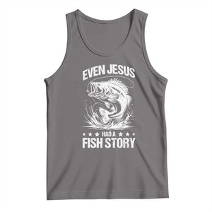Funny Fishing Tank Top Even Jesus Had A Fish Story Funny Christian Fisherman TS10 Deep Heather Print Your Wear