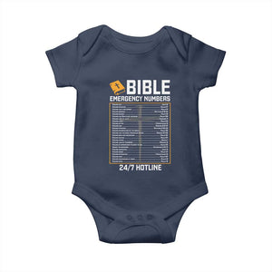 Bible Emergency Numbers Baby Onesie Funny Christian Bible Jesus Religious TS10 Navy Print Your Wear