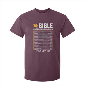 Bible Emergency Numbers T Shirt For Kid Funny Christian Bible Jesus Religious TS10 Maroon Print Your Wear