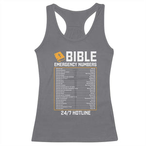 Bible Emergency Numbers Racerback Tank Top Funny Christian Bible Jesus Religious TS10 Charcoal Print Your Wear