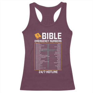 Bible Emergency Numbers Racerback Tank Top Funny Christian Bible Jesus Religious TS10 Maroon Print Your Wear