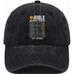 Bible Emergency Numbers Washed Cotton Baseball Cap Funny Christian Bible Jesus Religious TS10 Print Your Wear