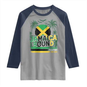 Jamaican Travel Raglan Shirt Straight Trippin Jamaica Vacation Retro TS10 Sport Gray Navy Print Your Wear