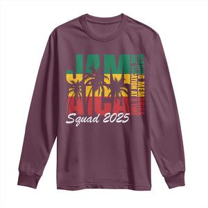Family Vacation Jamaica 2025 Long Sleeve Shirt Matching Girls Trip Jamaica Squad TS10 Maroon Print Your Wear