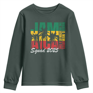 Family Vacation Jamaica 2025 Youth Sweatshirt Matching Girls Trip Jamaica Squad TS10 Dark Forest Green Print Your Wear