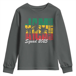 Family Vacation Jamaica 2025 Youth Sweatshirt Matching Girls Trip Jamaica Squad TS10 Dark Heather Print Your Wear