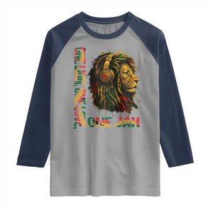 One Love Rasta Lion Raglan Shirt Rastafari Reggae Jamaica Roots Lion of Judah Dreadlocks TS10 Sport Gray Navy Print Your Wear