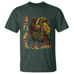 One Love Rasta Lion T Shirt Rastafari Reggae Jamaica Roots Lion of Judah Dreadlocks TS10 Dark Forest Green Print Your Wear